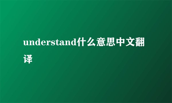 understand什么意思中文翻译
