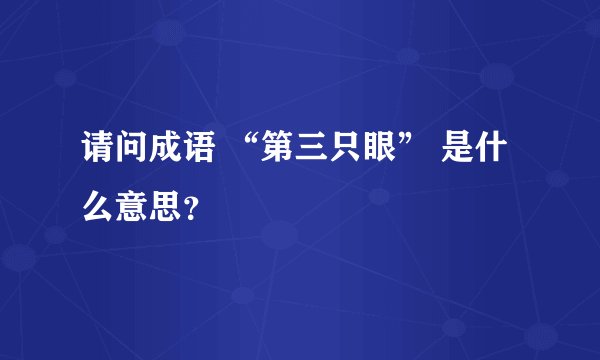 请问成语 “第三只眼” 是什么意思？