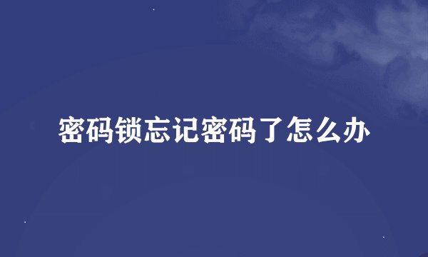 密码锁忘记密码了怎么办