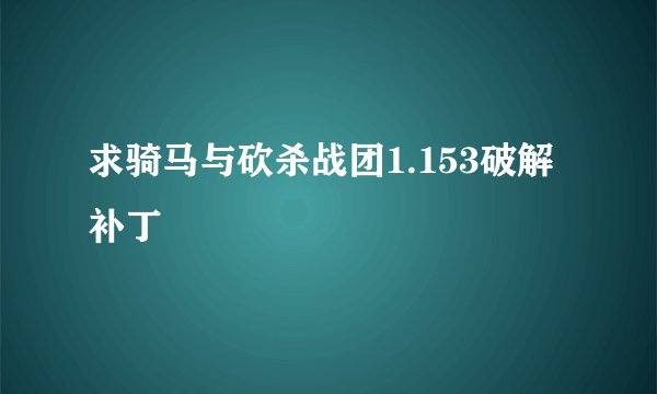 求骑马与砍杀战团1.153破解补丁