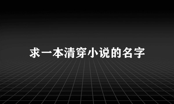 求一本清穿小说的名字