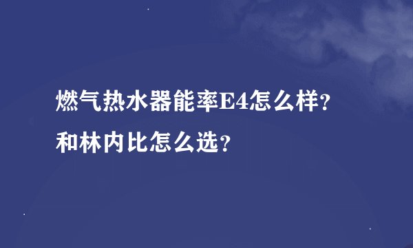 燃气热水器能率E4怎么样？和林内比怎么选？