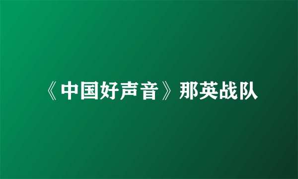 《中国好声音》那英战队