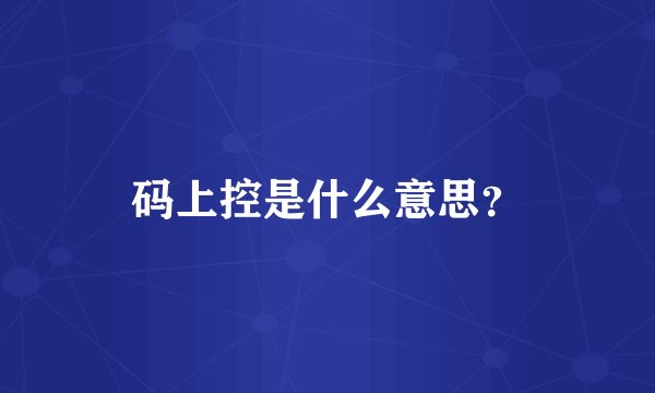 码上控是什么意思？