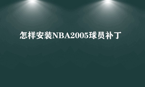 怎样安装NBA2005球员补丁