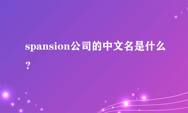 spansion公司的中文名是什么？