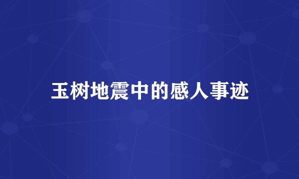 玉树地震中的感人事迹