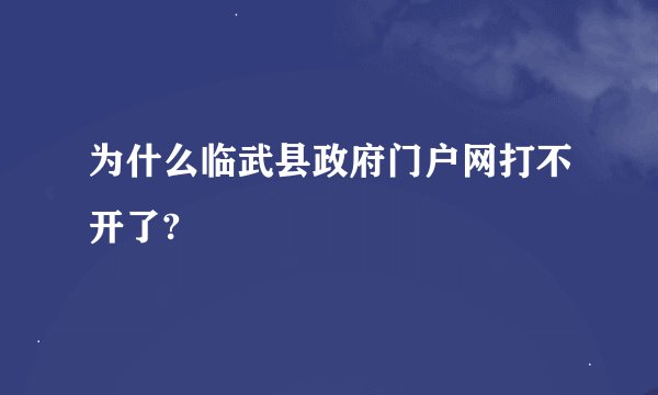 为什么临武县政府门户网打不开了?