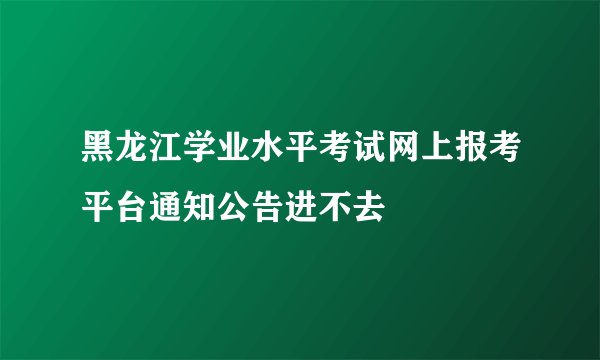黑龙江学业水平考试网上报考平台通知公告进不去