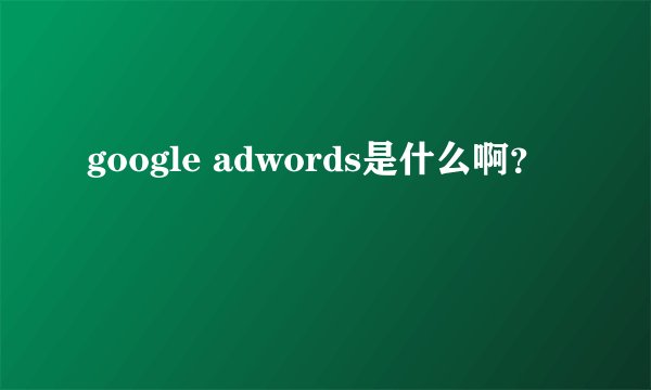 google adwords是什么啊？
