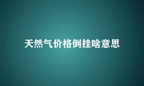 天然气价格倒挂啥意思