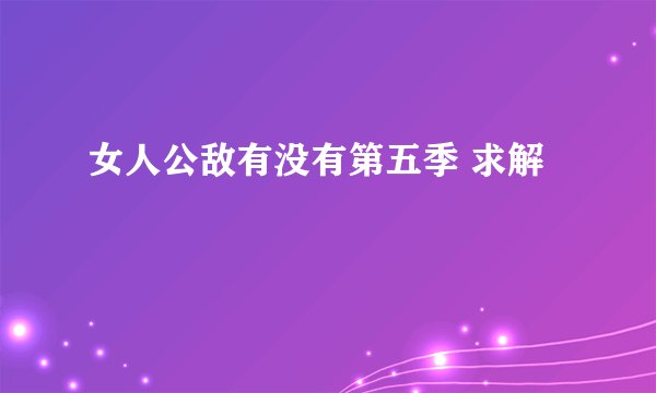 女人公敌有没有第五季 求解