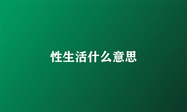 性生活什么意思