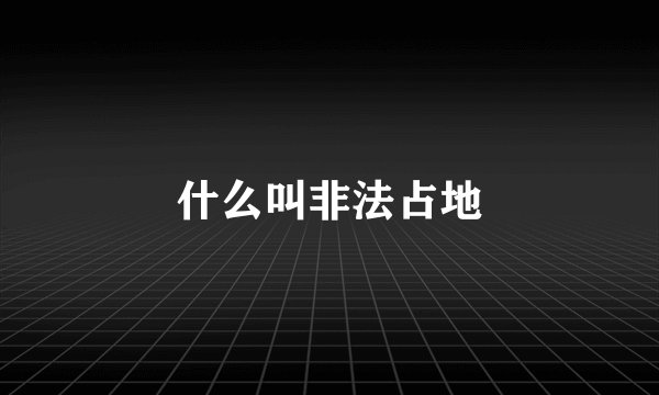 什么叫非法占地