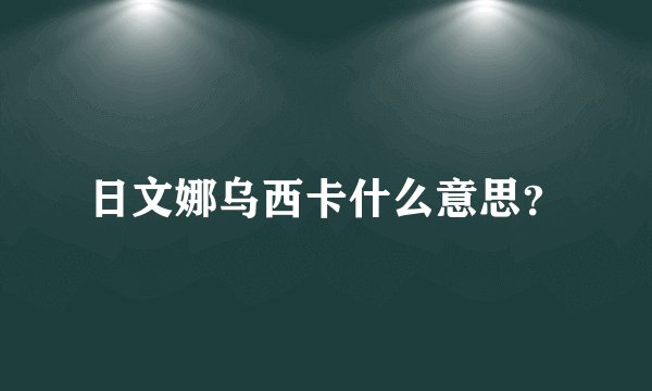 日文娜乌西卡什么意思？