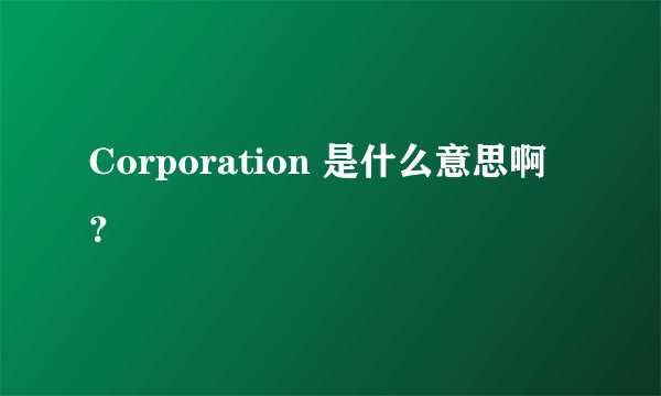 Corporation 是什么意思啊？