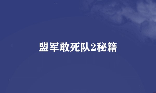 盟军敢死队2秘籍