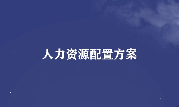 人力资源配置方案