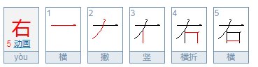 右的笔画笔顺。