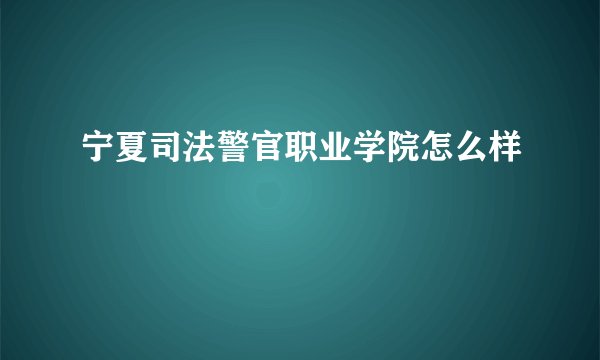 宁夏司法警官职业学院怎么样