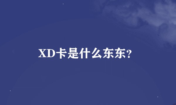 XD卡是什么东东？