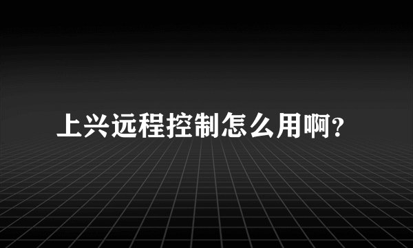 上兴远程控制怎么用啊？