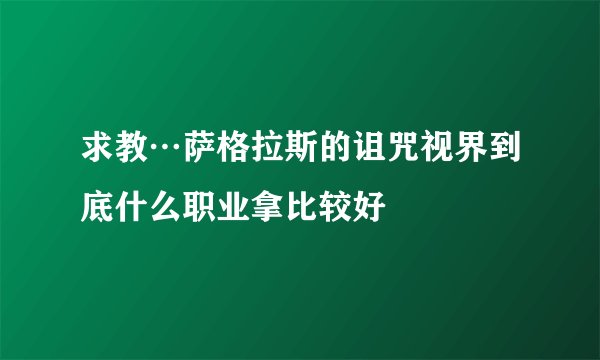 求教…萨格拉斯的诅咒视界到底什么职业拿比较好