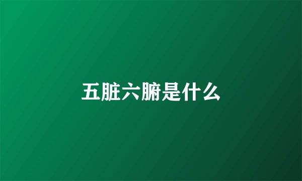 五脏六腑是什么