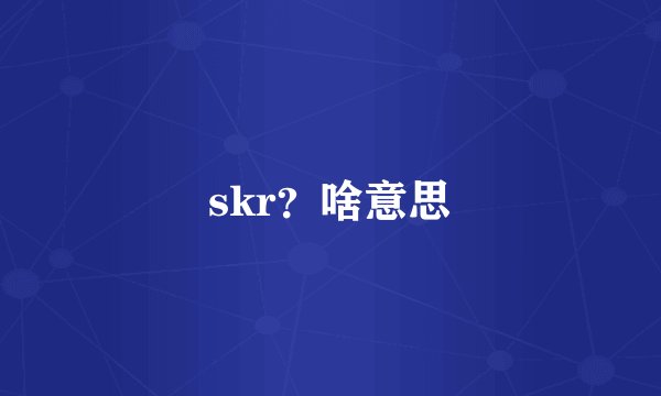 skr？啥意思