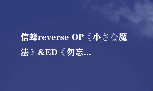 信蜂reverse OP《小さな魔法》&ED《勿忘草》完整版歌词