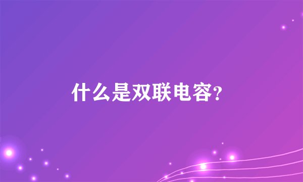 什么是双联电容？