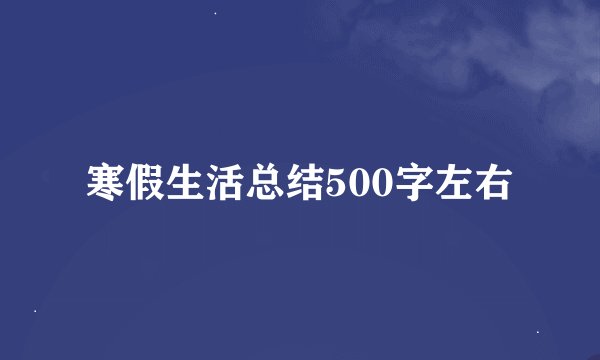 寒假生活总结500字左右