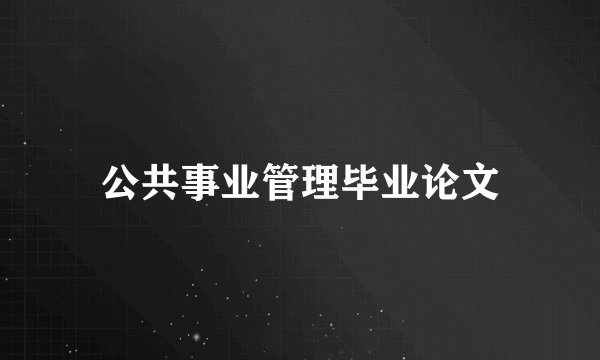 公共事业管理毕业论文