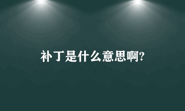 补丁是什么意思啊?