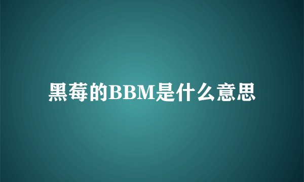 黑莓的BBM是什么意思