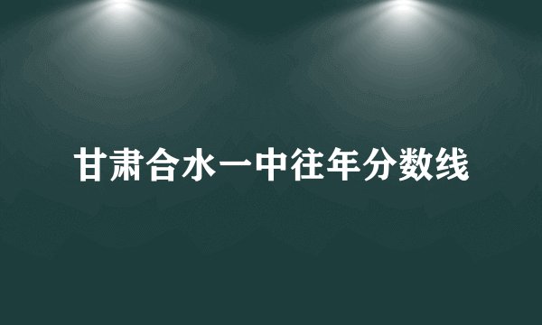 甘肃合水一中往年分数线