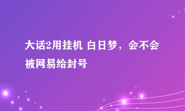 大话2用挂机 白日梦，会不会被网易给封号