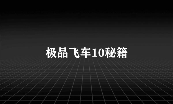 极品飞车10秘籍