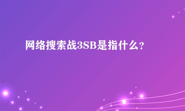 网络搜索战3SB是指什么？
