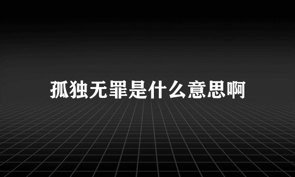 孤独无罪是什么意思啊