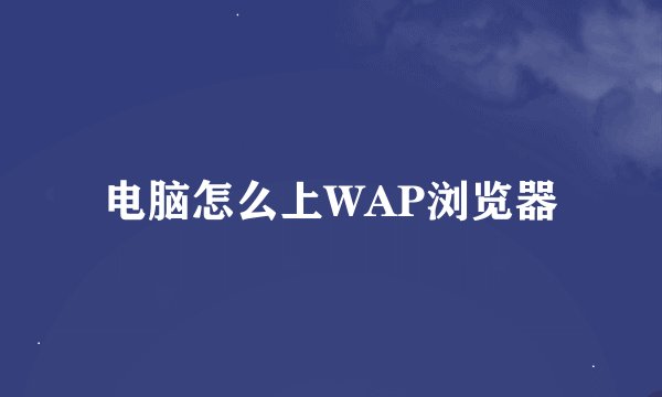 电脑怎么上WAP浏览器