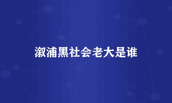 溆浦黑社会老大是谁