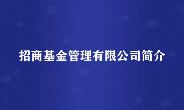 招商基金管理有限公司简介