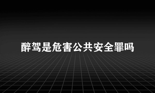 醉驾是危害公共安全罪吗