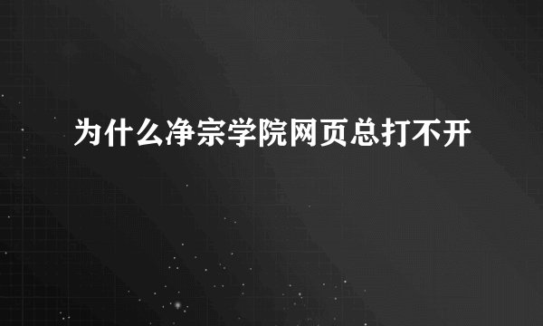 为什么净宗学院网页总打不开