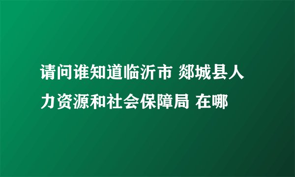 请问谁知道临沂市 郯城县人力资源和社会保障局 在哪
