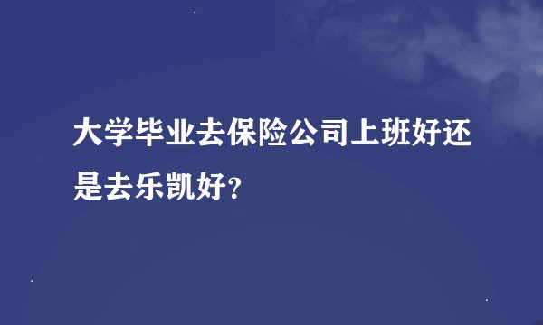 大学毕业去保险公司上班好还是去乐凯好？