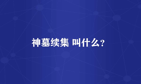 神墓续集 叫什么？