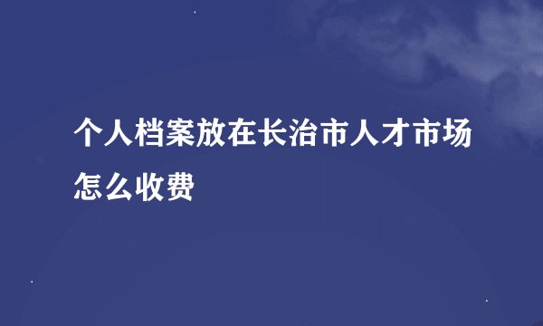 个人档案放在长治市人才市场怎么收费