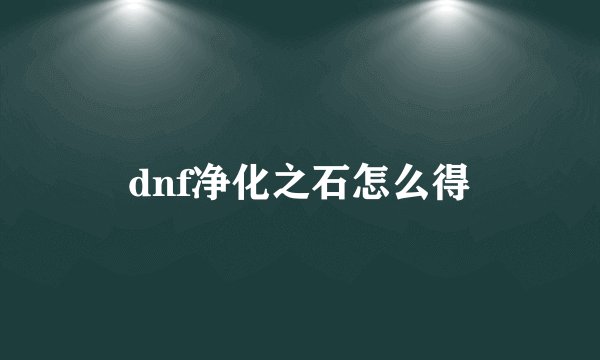dnf净化之石怎么得